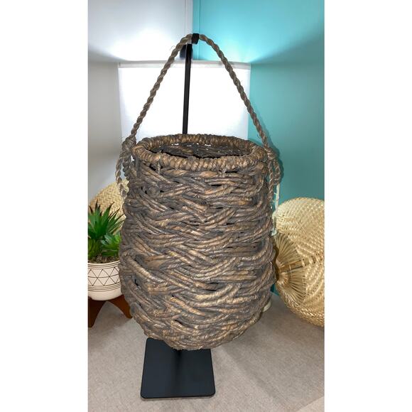 Hanging Large Braided Rustic Decor Basket Perfect for Boho Country Western Looks - Picture 1 of 7